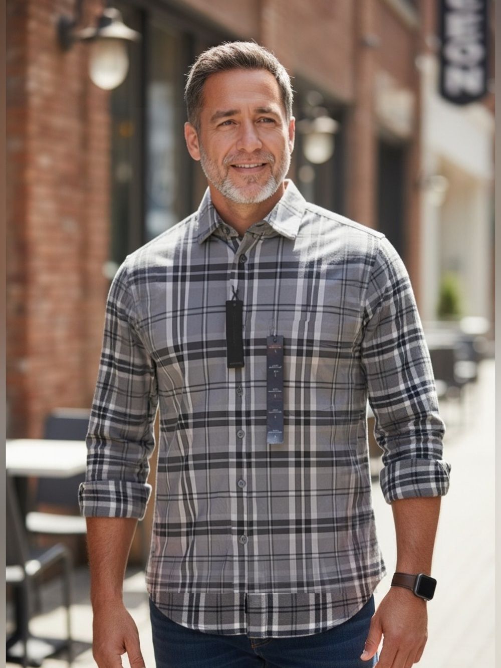 Banana Republic Black and Gray Casual Button Down Shirt